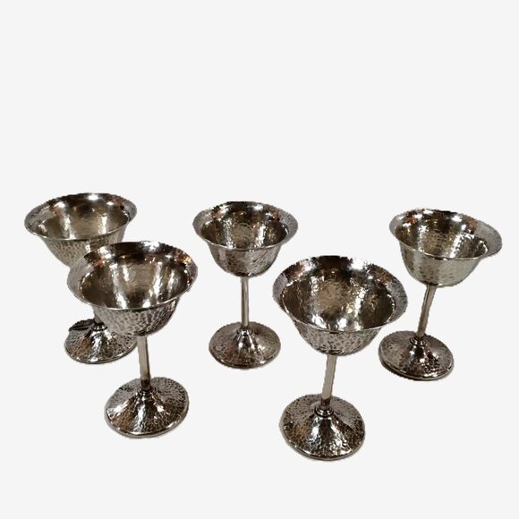 EMPIRE ART SILVER E & JB Lot of 5  METAL HAMMERED GOBELETS OR STEMED CUPS - Picture 2 of 3